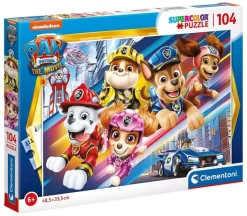 Clementoni 27529 Supercolor Paw Patrol The Movie – 104 Teile – Made In Italy Kinder 6 Jahre Cartoon Puzzle, Mehrfarbig, One Size