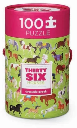 Crocodile Creek 3840551 100 Pcs Puzzle/36 Horses Puzzles, Bunt