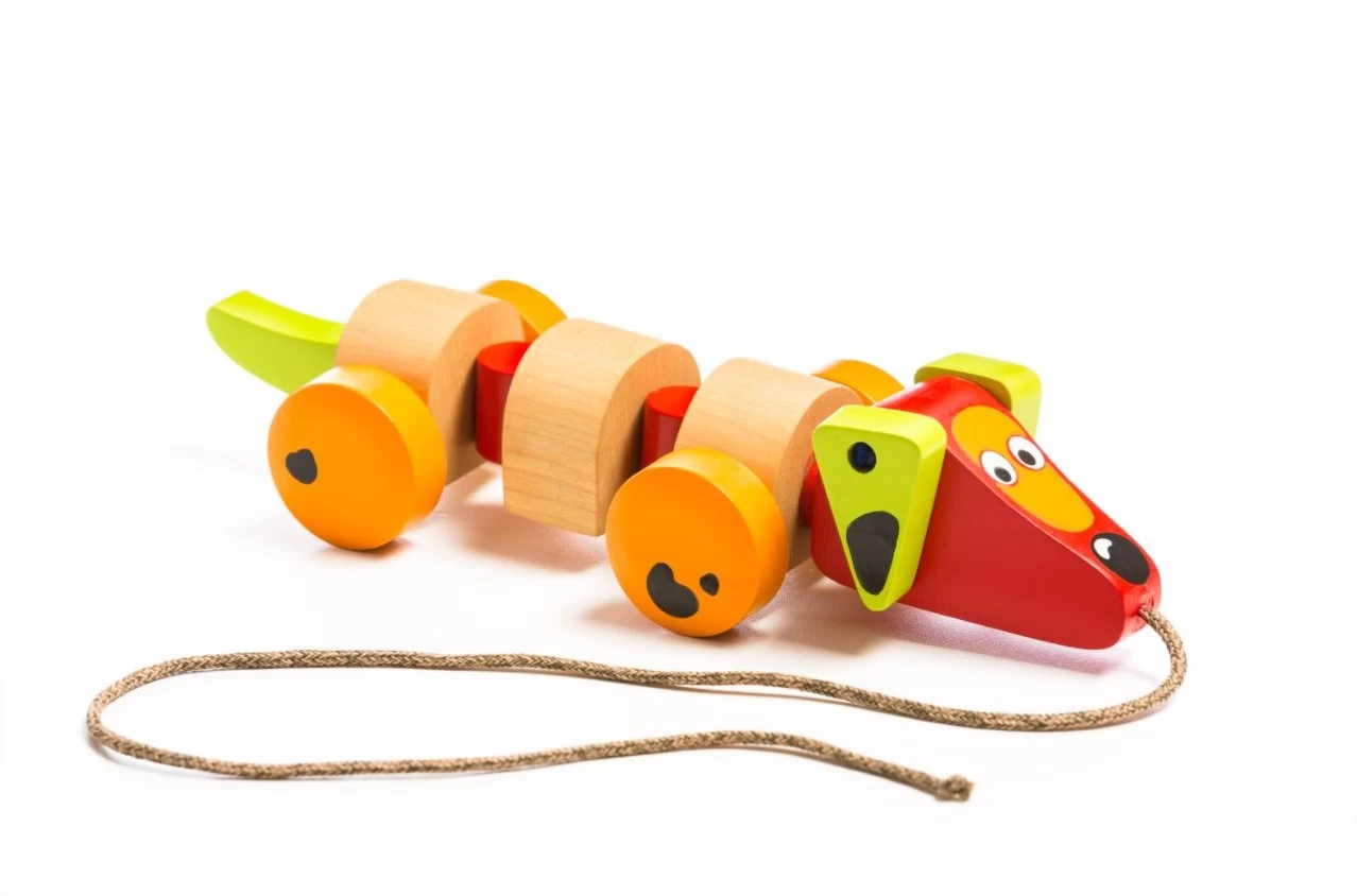 Cubika Teckel Aus Holz- Ziehfigur 1 Cubika Teckel Aus Holz- Ziehfigur