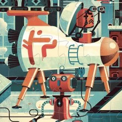 DJECO 37239 P. Silueta Bob EL Robot Puzzle, Bunt