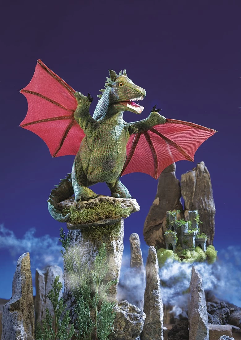 Folkmanis 3051 Handpuppe, Grün – Rot 2 Folkmanis 3051 Handpuppe, Grün – Rot – Bild 2