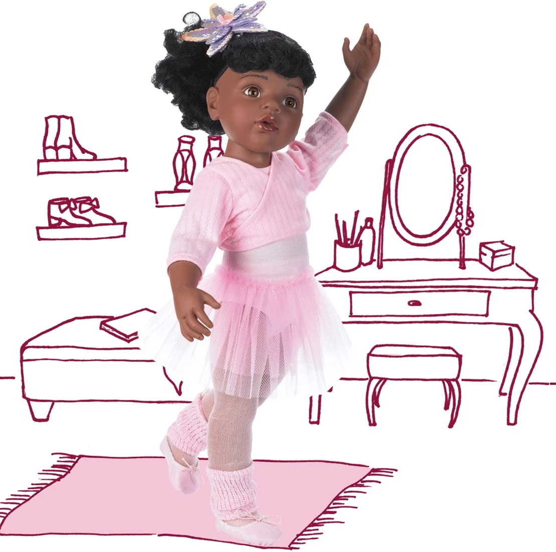 Götz 1159850 Hannah Beim Ballett Afro Puppe - 50 Cm Große Ballerina Stehpuppe, Schwarze Haare, Braune Augen 2 Götz 1159850 Hannah Beim Ballett Afro Puppe - 50 Cm Große Ballerina Stehpuppe, Schwarze Haare, Braune Augen – Bild 2