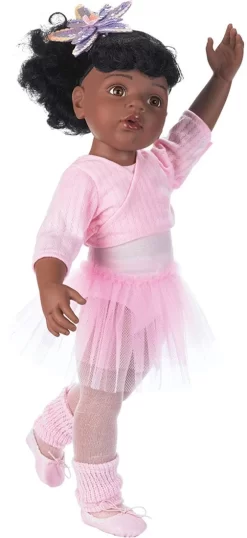 Götz 1159850 Hannah Beim Ballett Afro Puppe - 50 Cm Große Ballerina Stehpuppe, Schwarze Haare, Braune Augen