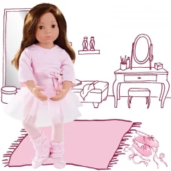 Götz 1366015 Happy Kidz Sophie Geht Zum Ballett Puppe - 50 Cm Große Multigelenk-Stehpuppe, Braune Haare, Braune Augen - 9-teiliges Set