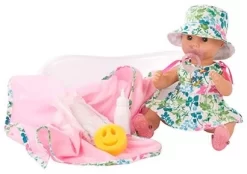 Götz 1953139 Sleepy Aquini Mädchen Puppe - Blooms - 33 Cm Große Badepuppe Mit Blauen Schlafaugen, Ohne Haare In 12-teiligem Set