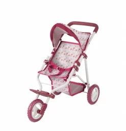 Götz 3402380 Happy Flowers 3-rädriger Puppenbuggy In Bordeaux / Pink Mit Blümchenmuster - Passend Für Alle Puppen Bis 48 Cm - Geeignet Für Kinder Ab 3 Jahren