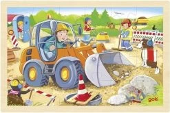 Goki Holzpuzzle Baustelle - 24 Teile