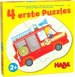 HABA 306182 - 4 Erste Puzzles – Einsatzfahrzeuge, Puzzle Ab 2 Jahren