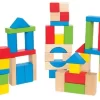 Hape Bunte Holzbausteine Für Kinder Von Hape | Holzbausteine-Set Zum Stapeln Lernspielzeug Für Kleinkinder, 50 Leuchtend Bunte Holzbausteine In Unterschiedlichen Formen Und Größen