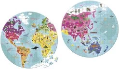 Janod - 208-teiliges Kinderpuzzle Welt - Beidseitig - Lernspiel Geografie - Entwicklung Von Feinmotorik Und Konzentration - Ab 7 Jahren, J02655