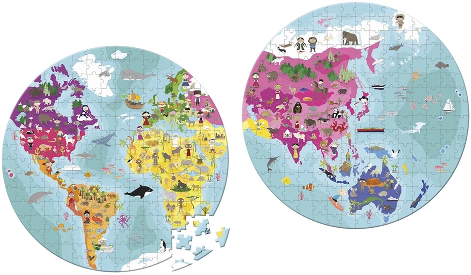 Janod - 208-teiliges Kinderpuzzle Welt - Beidseitig - Lernspiel Geografie - Entwicklung Von Feinmotorik Und Konzentration - Ab 7 Jahren, J02655 1 Janod - 208-teiliges Kinderpuzzle Welt - Beidseitig - Lernspiel Geografie - Entwicklung Von Feinmotorik Und Konzentration - Ab 7 Jahren, J02655