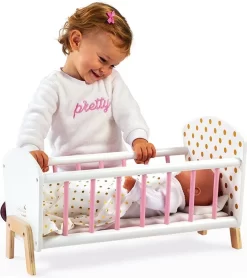 Janod Puppenbett Candy Chic Aus Holz Mit Bettwäsche - J05889 -Spielzeug Puzzle Geschäft janod houten poppenbed candy chic