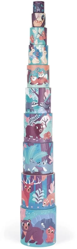 Janod - Runde Pyramide Tiere Des Waldes - Baby- Und Kleinkindspielzeug - Spielzeug Zum Stapeln Und Stecken - Erlernen Der Größen- Und Zahlenbegriffe - Ab 1 Jahr, J02670