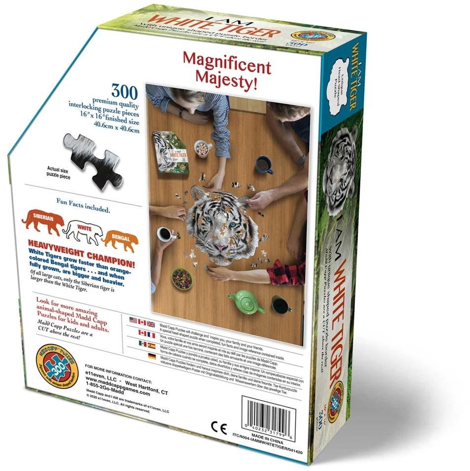 Madd Capp I AM 300 Puzzle: WHITE TIGER 40.64x40.64cm, 300pcs, In Doos 18.42x21.91x5.72cm, Madd Capp Puzzle, 10+ 3 Madd Capp I AM 300 Puzzle: WHITE TIGER 40.64x40.64cm, 300pcs, In Doos 18.42x21.91x5.72cm, Madd Capp Puzzle, 10+ – Bild 3