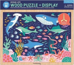 Mudpuppy 100 Stück Holz Puzzle + Displ/Ocean Life