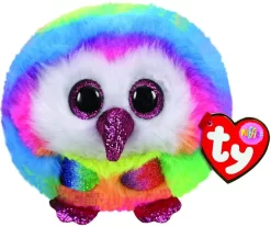 TY 42504 Owen Owl Puffies Eule Plüschtier, Mehrfarbig