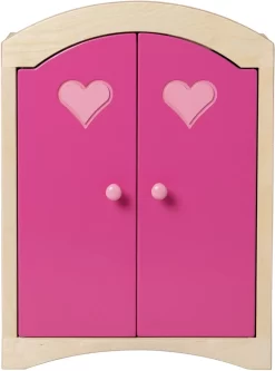 Van Dijk Toys Poppen Kleding Kast - Naturel Met Roze